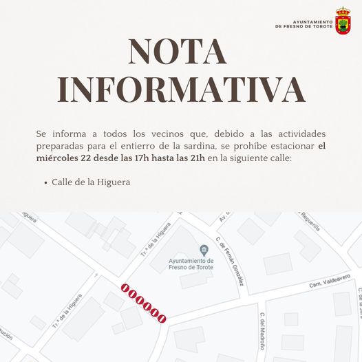 NOTA INFORMATIVA: Corte de calle entierro de la sardina