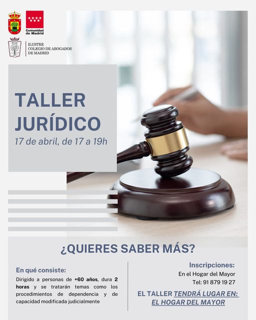 17 de abril: Taller jurídico Hogar del Mayor