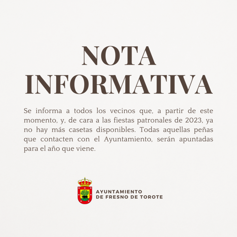 Nota informativa: Casetas