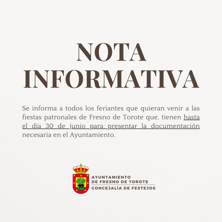 Nota informativa: Fiestas patronales