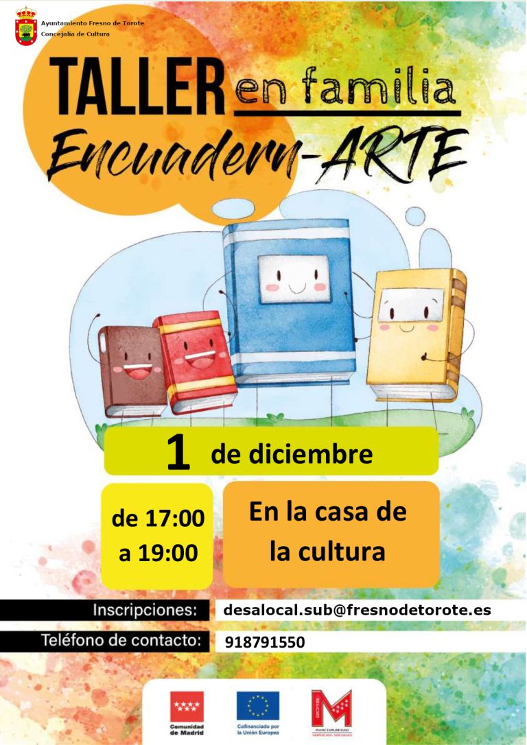 Recuerda – Taller Encuadern-ARTE mañana a las 17h en la Casa de la Cultura