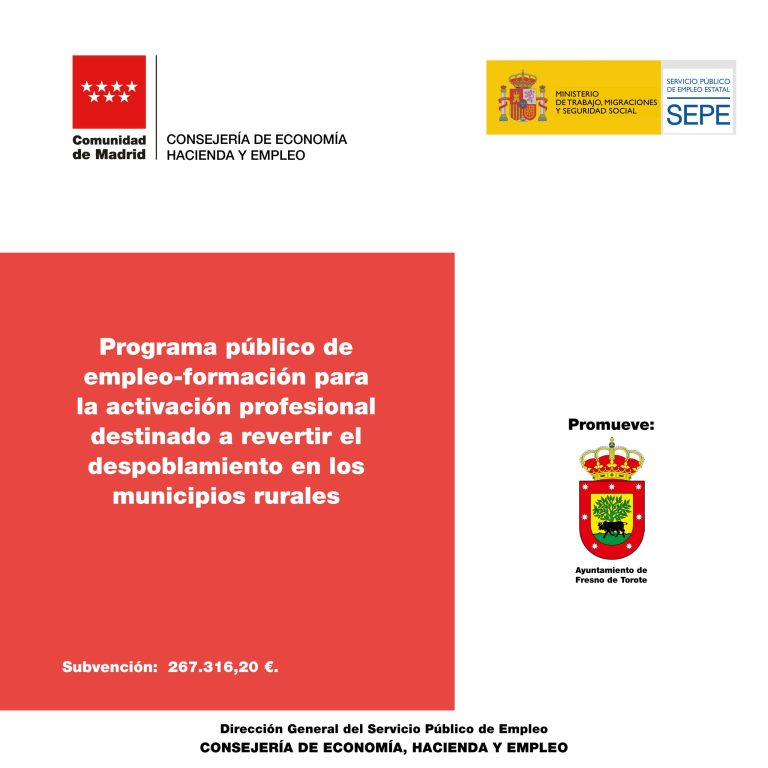 Programa Público de Empleo-Formación para la Activación Profesional destinado a revertir el Despoblamiento en los Municipios Rurales
