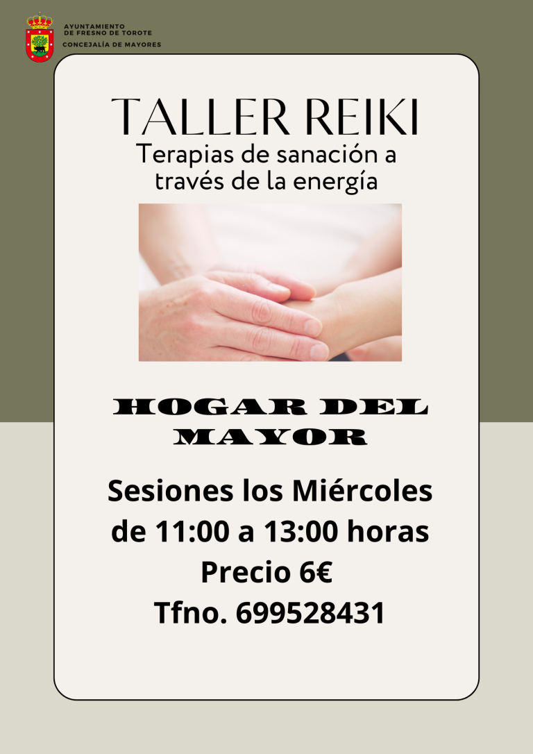 Taller Reiki – los miércoles de 11:00 a 13:00 h en el Hogar del Mayor