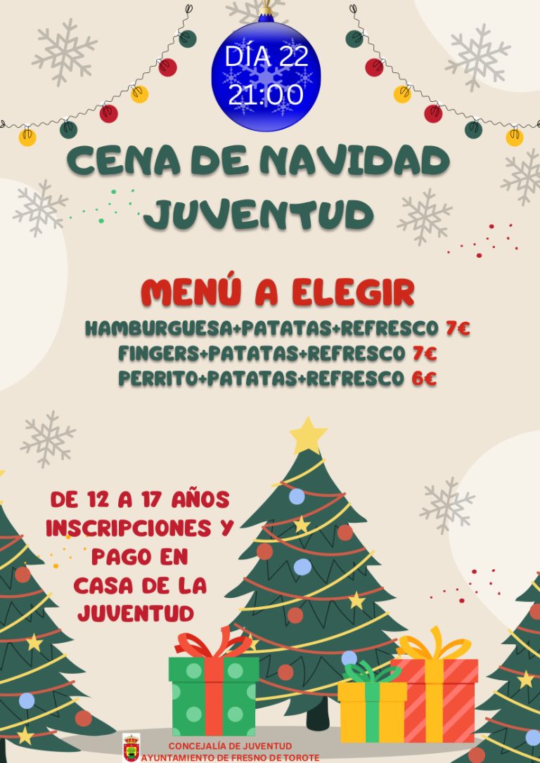 Cena de Navidad de Juventud – 22 DIC a las 21h
