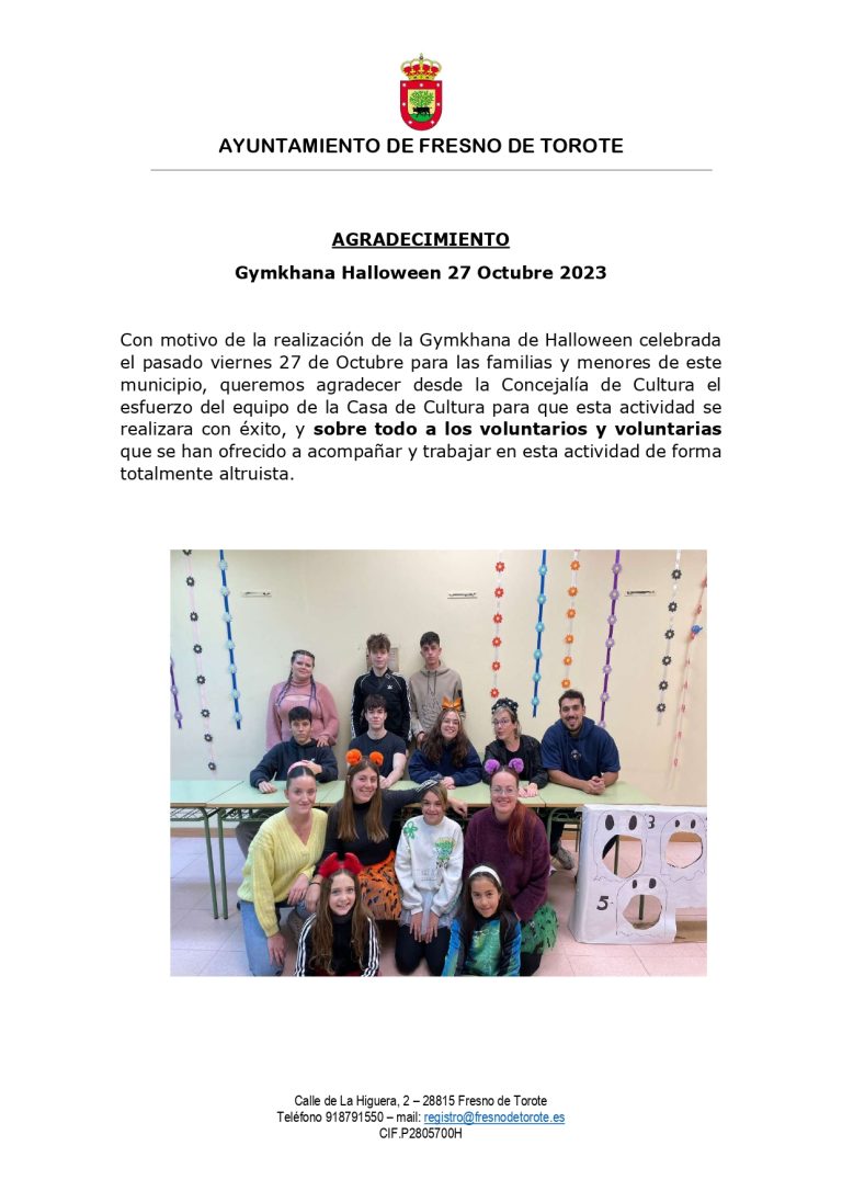 AGRADECIMIENTOS GYMKHANA HALLOWEEN