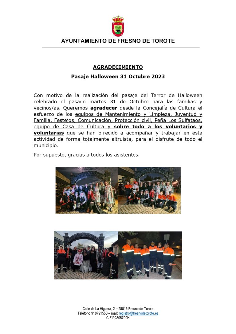 AGRADECIMIENTOS VOLUNTARIOS PASAJE DEL TERROR