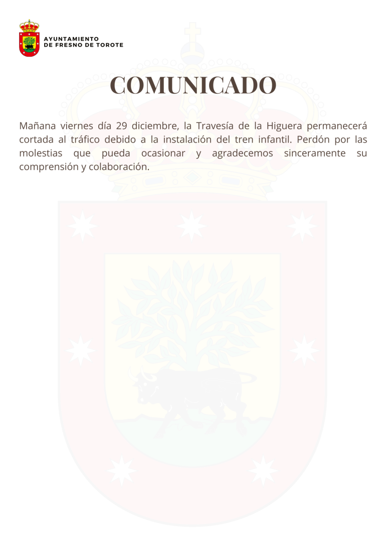 Comunicado – Mañana se corta al tráfico la Travesía de la Higuera