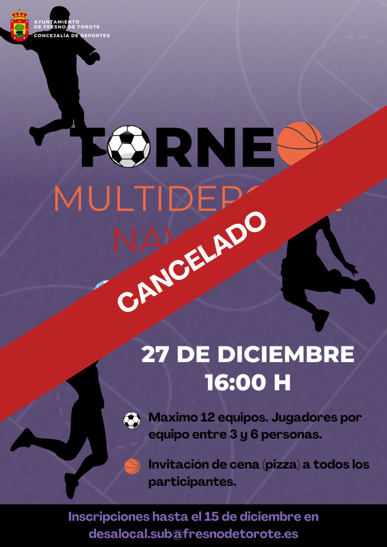 ¡Importante! Torneo Multideporte Navidad del 27 DIC – CANCELADO