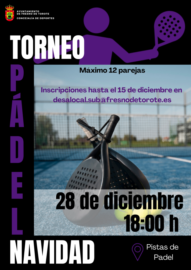 Torneo Pádel Navidad 28 DIC 18:00 h – Inscripciones hasta el 15 DIC