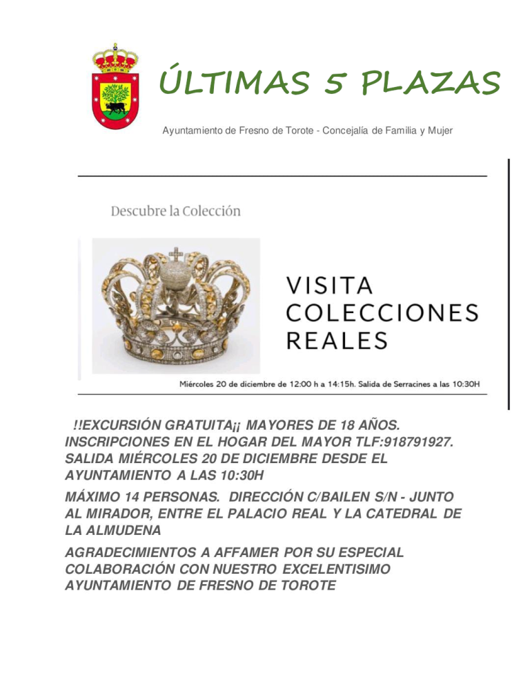 Mañana Excursión Gratuita a las Colecciones Reales – Últimas 5 plazas