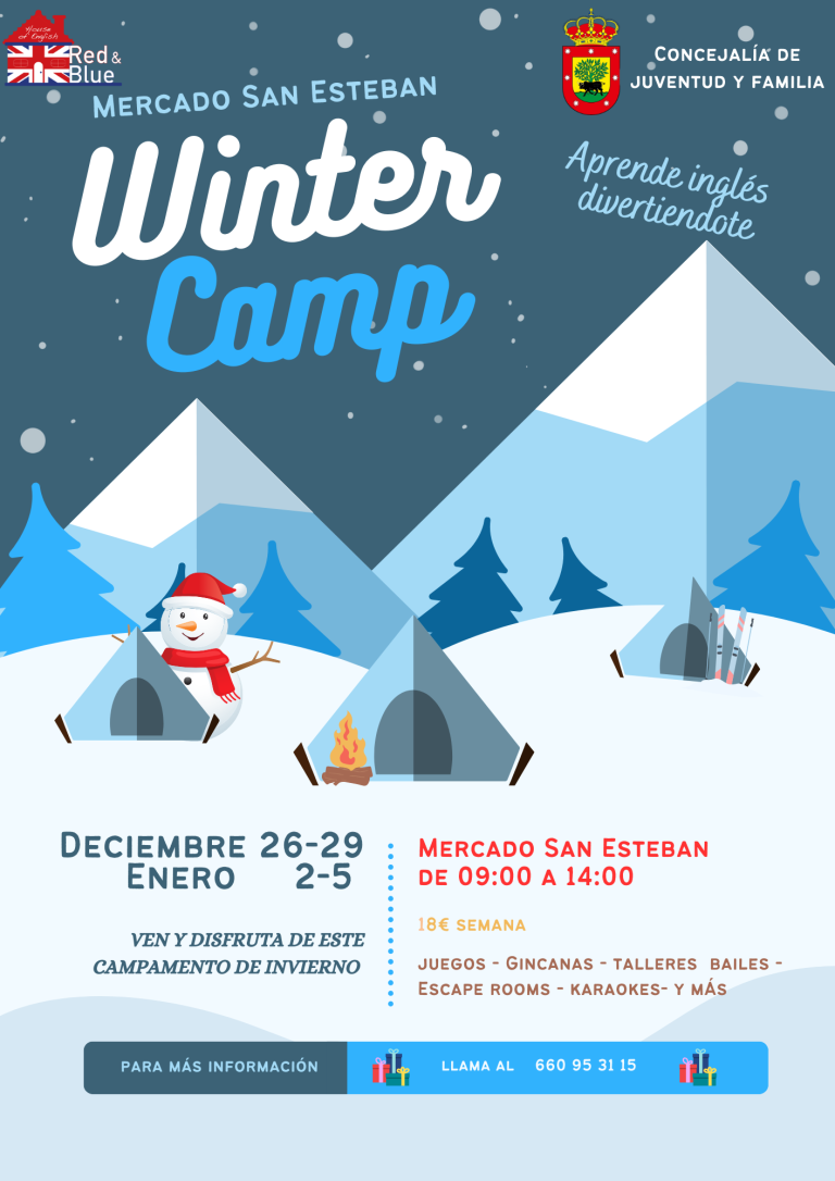 Campamento de Inglés Winter Camp: 26 DIC – 5 ENE de 9h a 14h Mercado San Esteban