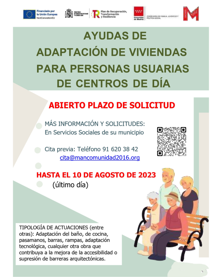 Convocatoria de Ayudas de adaptación de viviendas (usuarios de centro de día): Hasta el 10 de agosto