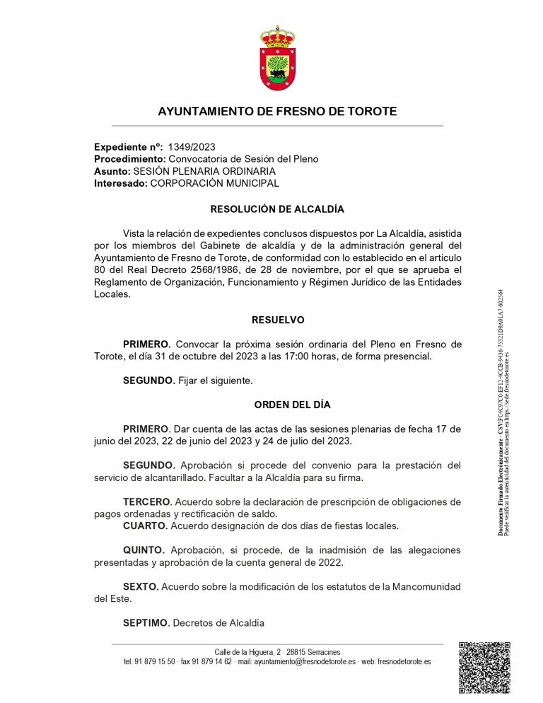 PLENO ORDINARIO 31 DE OCTUBRE