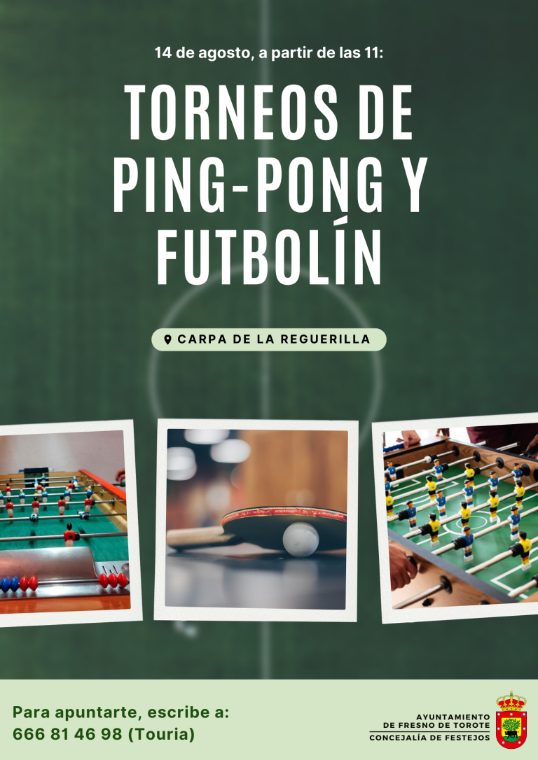 Inscripciones: Torneos de pingpong y futbolín