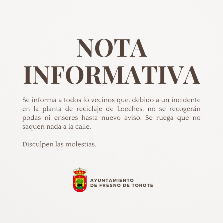 Nota informativa: Podas y enseres