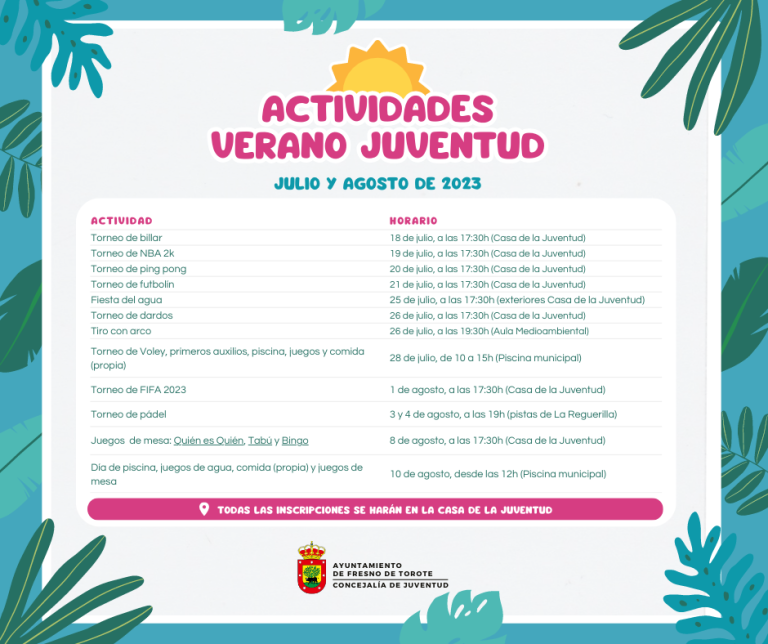 Actividades verano Juventud