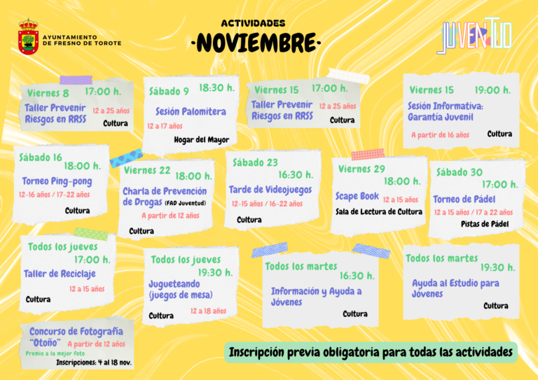 ¡No te pierdas las Actividades de Noviembre para jóvenes en Fresno de Torote!