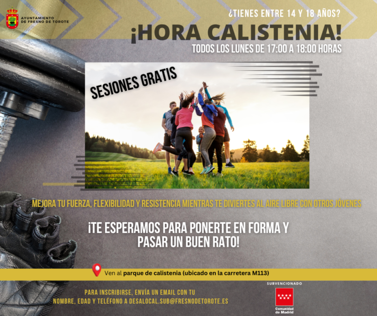 ¡HORA CALISTENIA PARA JÓVENES EN FRESNO DE TOROTE – GRATUITA! 🏋️‍♂️✨