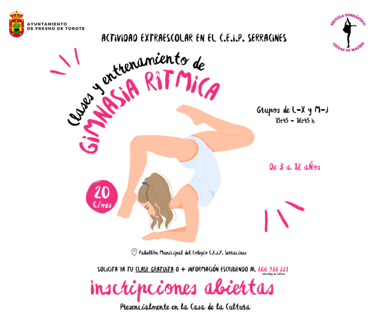 📣 ¡Inscripciones abiertas! 🌟 🎀 Clases y entrenamiento de Gimnasia Rítmica 🎀