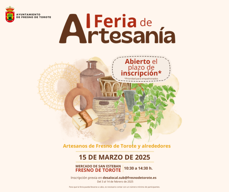 📢✨ ¡Abierto el plazo de inscripción para la Feria de Artesanía! ✨📢