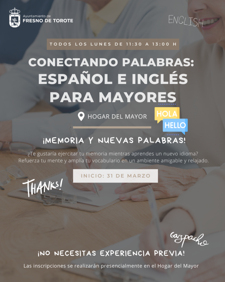 El Ayuntamiento de Fresno de Torote impulsa el aprendizaje de idiomas y la memoria en mayores con la iniciativa «Conectando Palabras»