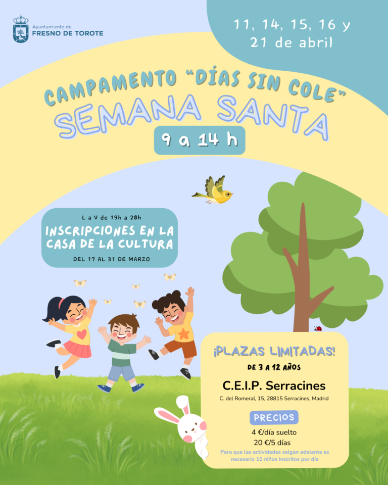El Ayuntamiento abre el plazo para inscribirse en el campamento ‘Días sin cole’ que facilitará la conciliación a las familias en Semana Santa