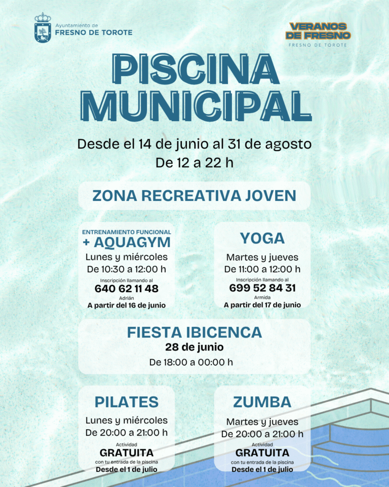 La Piscina Municipal abrirá sus puertas el 14 de junio con ampliación de horario y actividades gratuitas por la tarde
