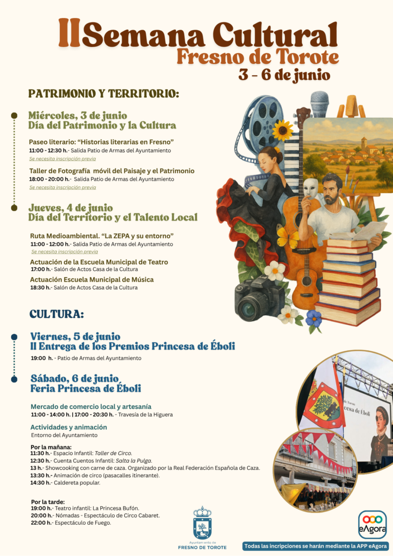 La II Semana Cultural de Fresno de Torote acoge la Feria FDT Princesa de Éboli, una caldereta popular y un  showcooking