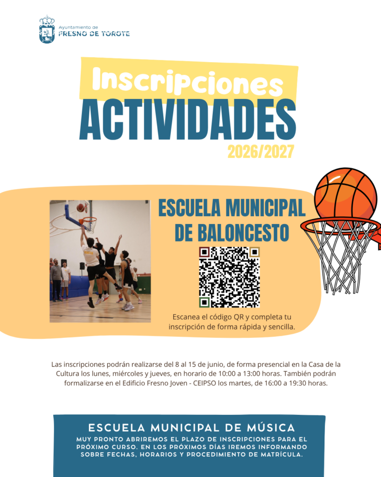 Fresno de Torote abre el plazo de inscripción para la Escuela Municipal de Baloncesto 2026/2027