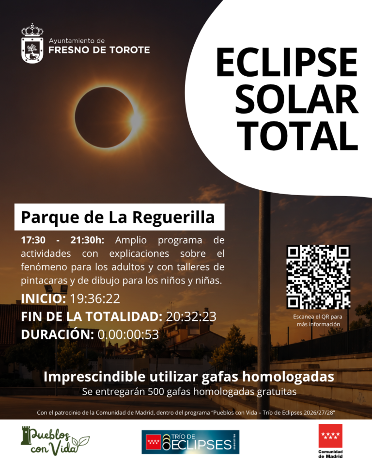 Fresno de Torote se prepara para vivir la totalidad del eclipse solar del 12 de agosto con una jornada astronómica
